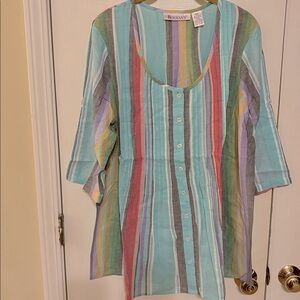Roaman's Multicolor Striped Blouse